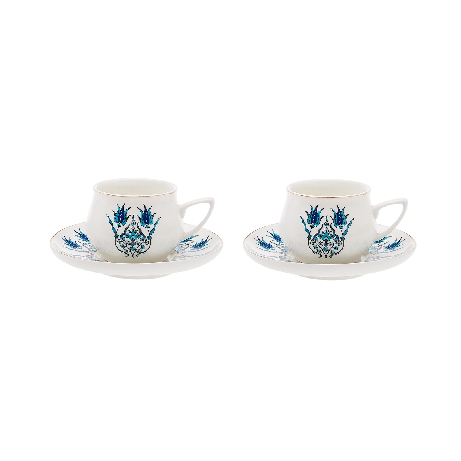 Karaca Porcelain Espresso Turkish Coffee Cup Set Of 2 4 Piece 90ml