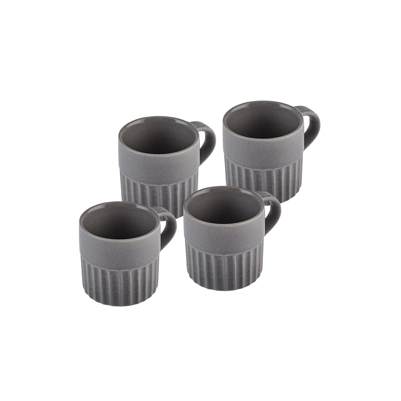 Karaca Sendai 4 Piece Stoneware Espresso Turkish Coffee Cup Set for 4  People, 120ml, Grey