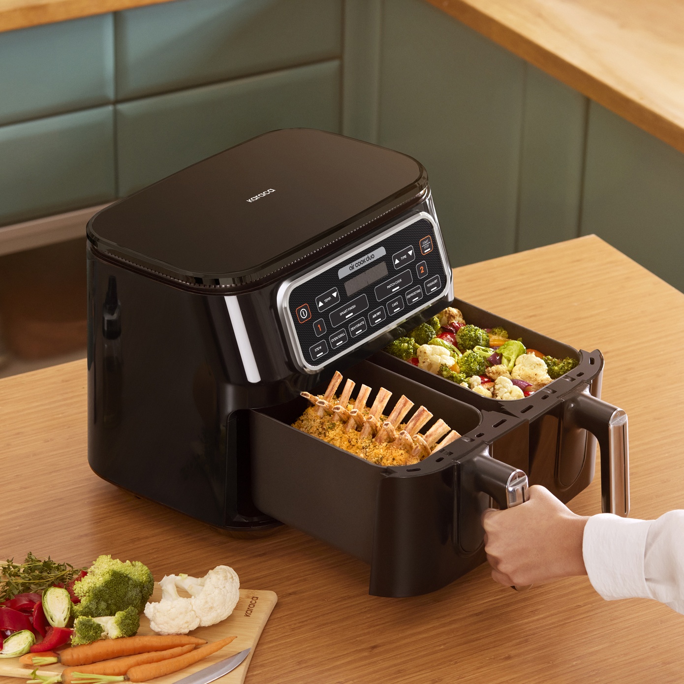 Karaca Air Cook Duo Hausmannskost XXXL 8 Liter Airfryer, Starlight 