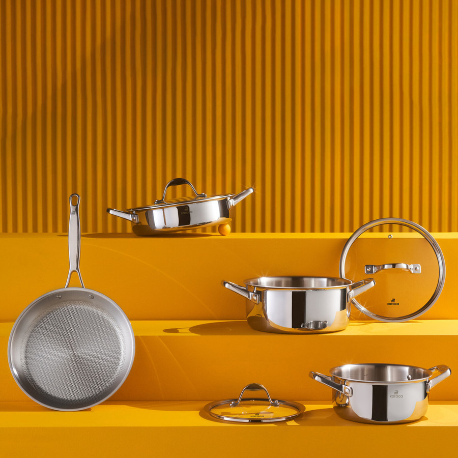 Karaca 3Ply PowerSteel 7Piece 316+ Stainless Steel Induction Cookware Set, Silver KARACA UK