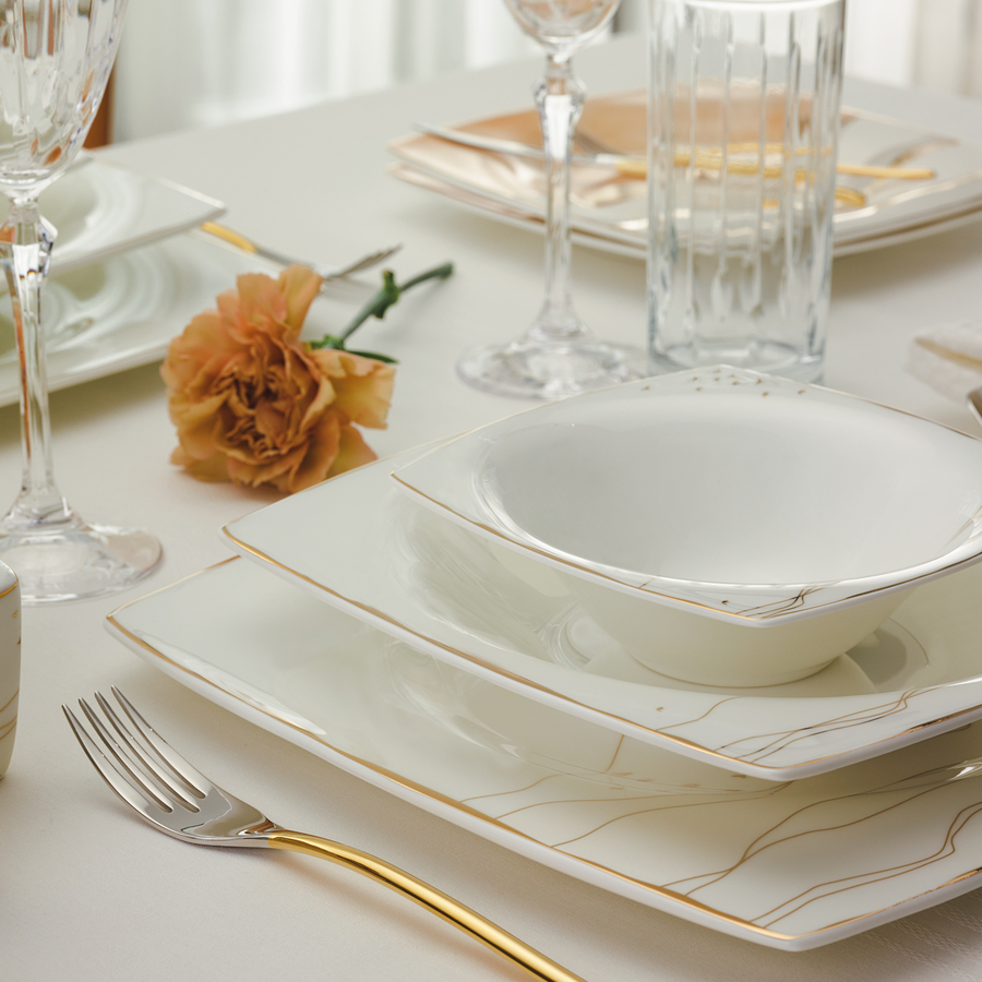 Karaca Fine Pearl Ocaso 62Piece Dinner Set for 12 People, Multi