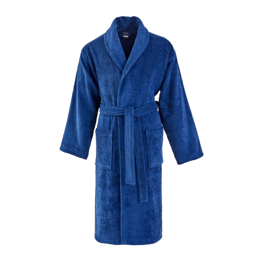 Nautica Home Crew 100 Turkish Cotton Bathrobe, Medium, Navy Blue