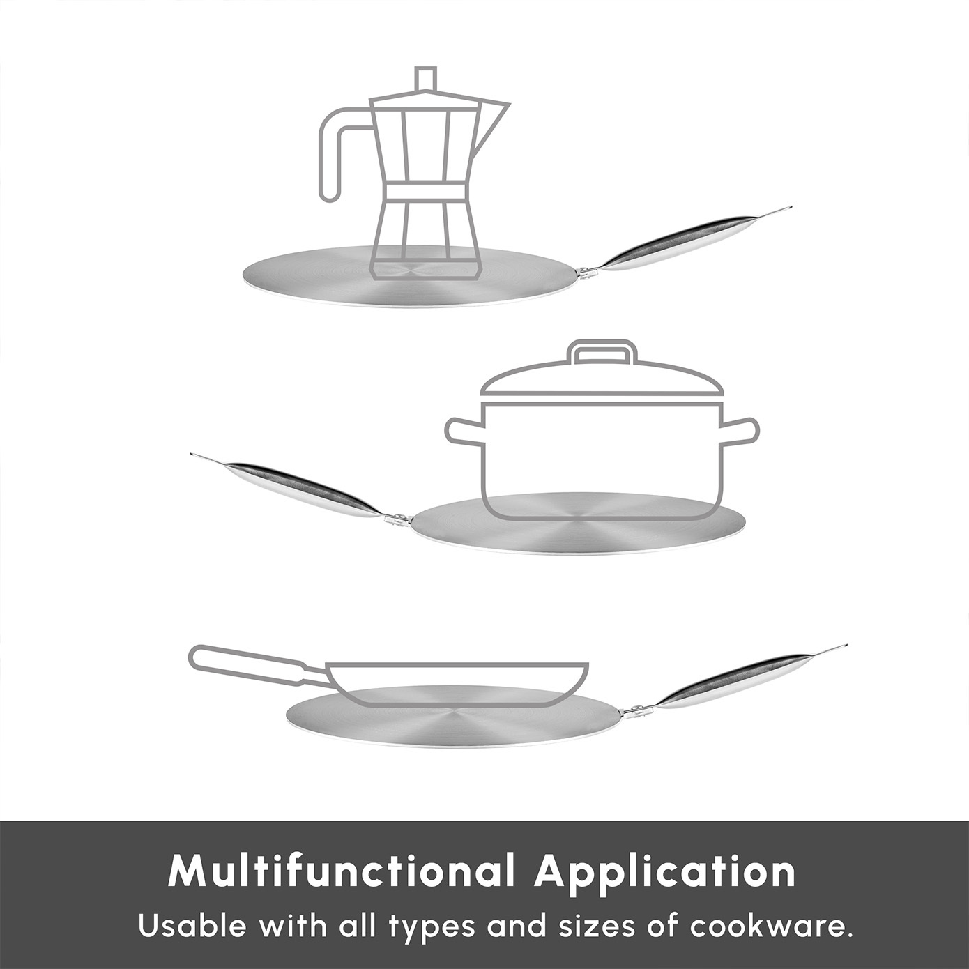 Karaca Stainless Steel Induction Hob Plate Adapter, 26cm, Grey  