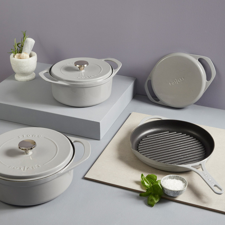 Pot Art Cast Iron Induction Griddle Pan, 28cm, Grey KARACA UK
