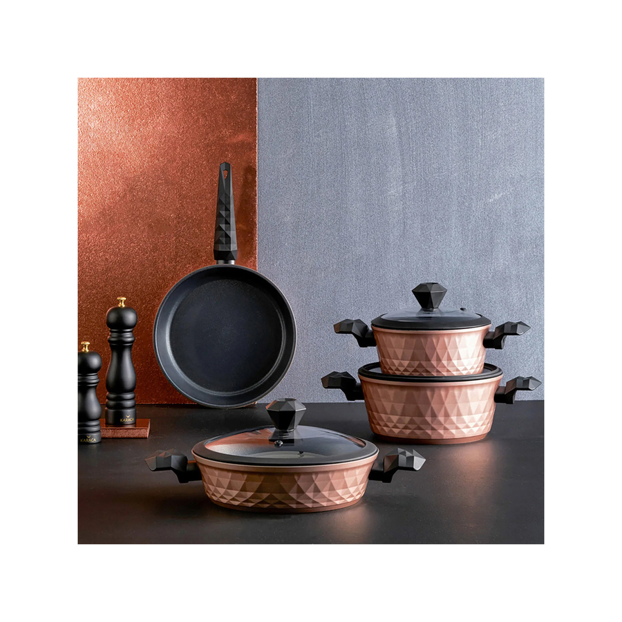 Karaca Bio Diamond Rose Gold 7 Pieces Induction Pot Cookware Set With