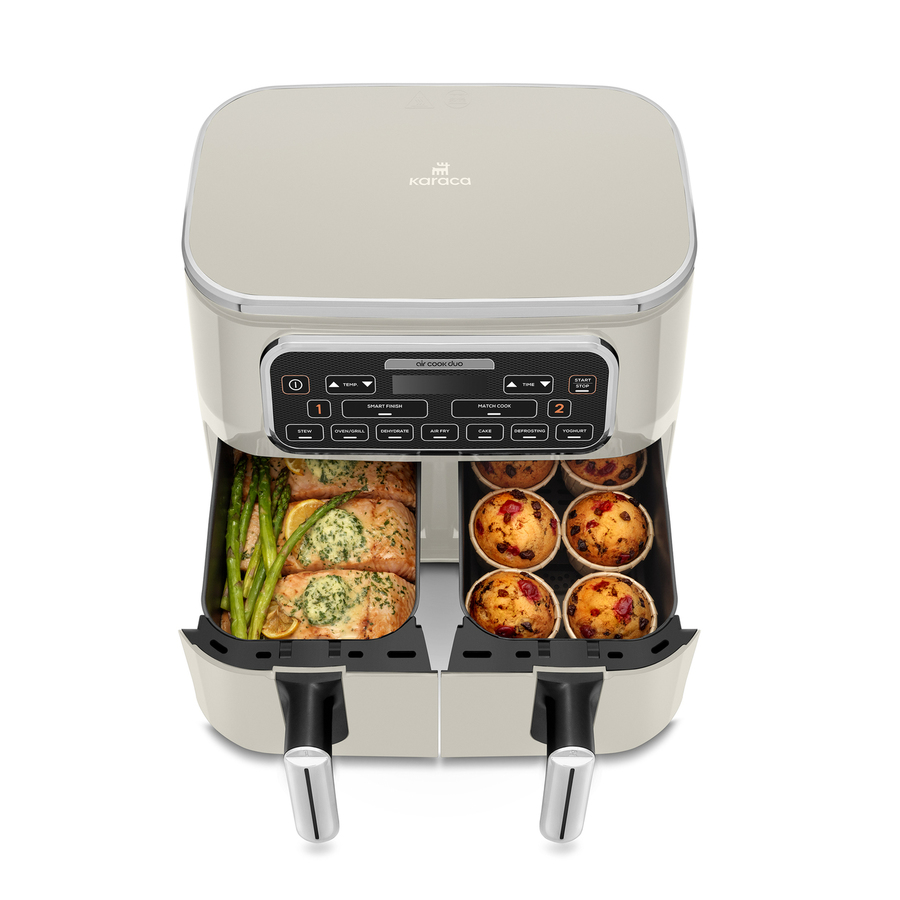 Karaca Air Cook Duo Hausmannskost XXXL 8 Liter Airfryer, Starlight 