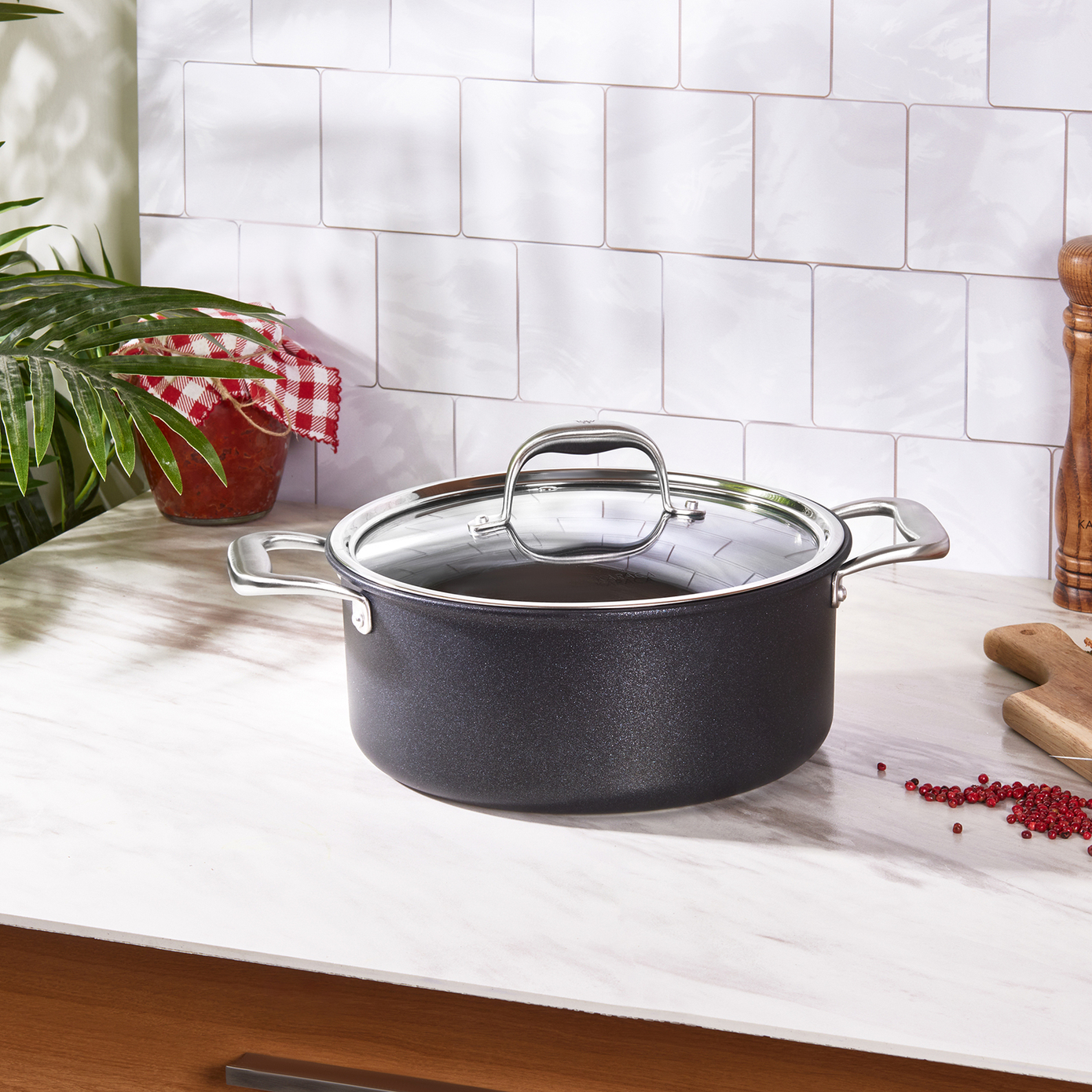 Karaca BioDiamond Pro Non-Stick Induction Stockpot with Lid, 24cm 