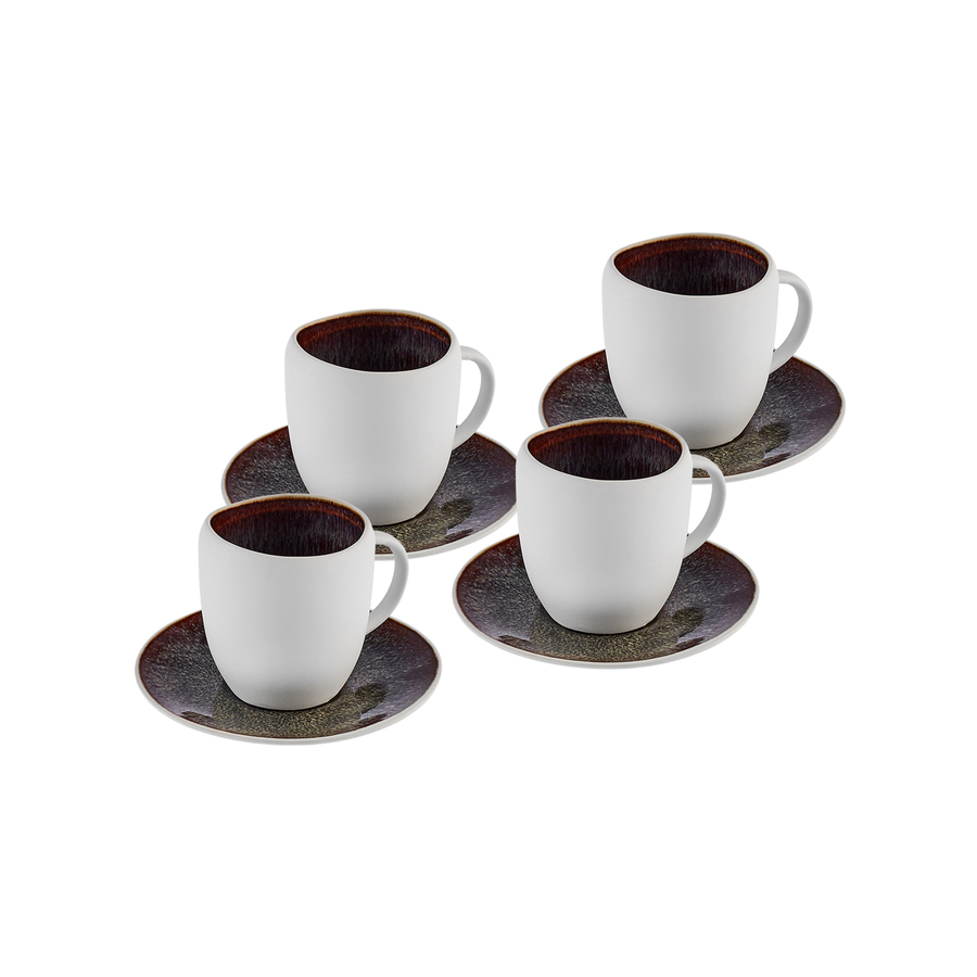 Karaca 8 Piece Galactic Reactive Glaze Espresso Turkish Coffee Cup Set