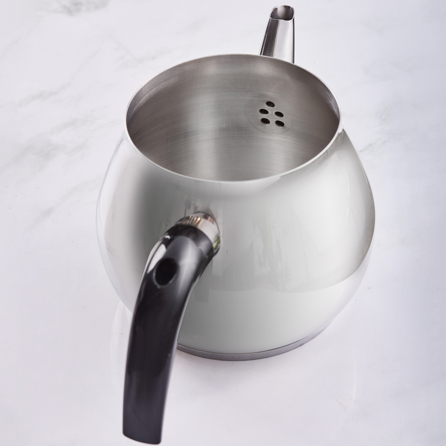 Karaca Kayra Stainless Steel Induction Teapot Set, Medium, Black Silver
