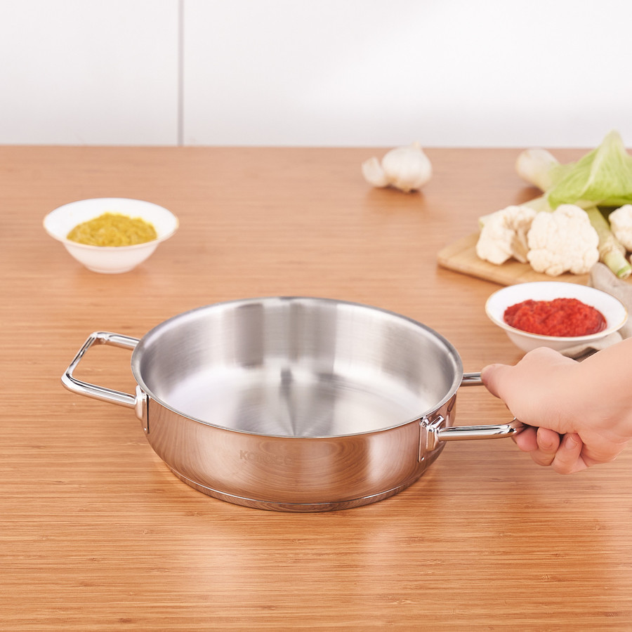 Karaca Grace Stainless Steel Induction Shallow Stock Pot, 20cm 