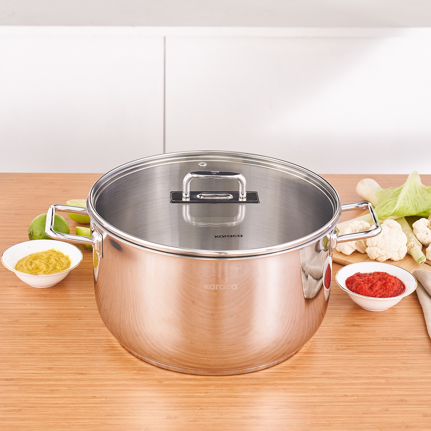 Karaca Grace Stainless Steel Induction Stockpot with Lid, 28cm  