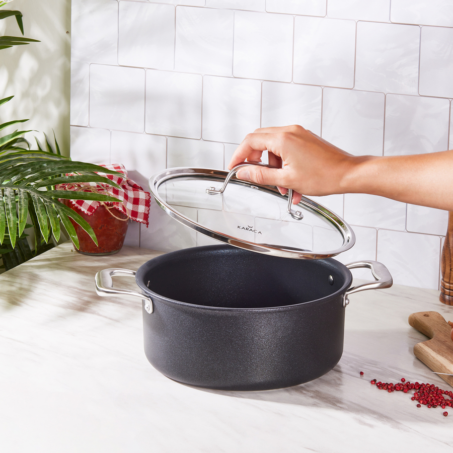 Karaca BioDiamond Pro Non-Stick Induction Stockpot with Lid, 24cm 