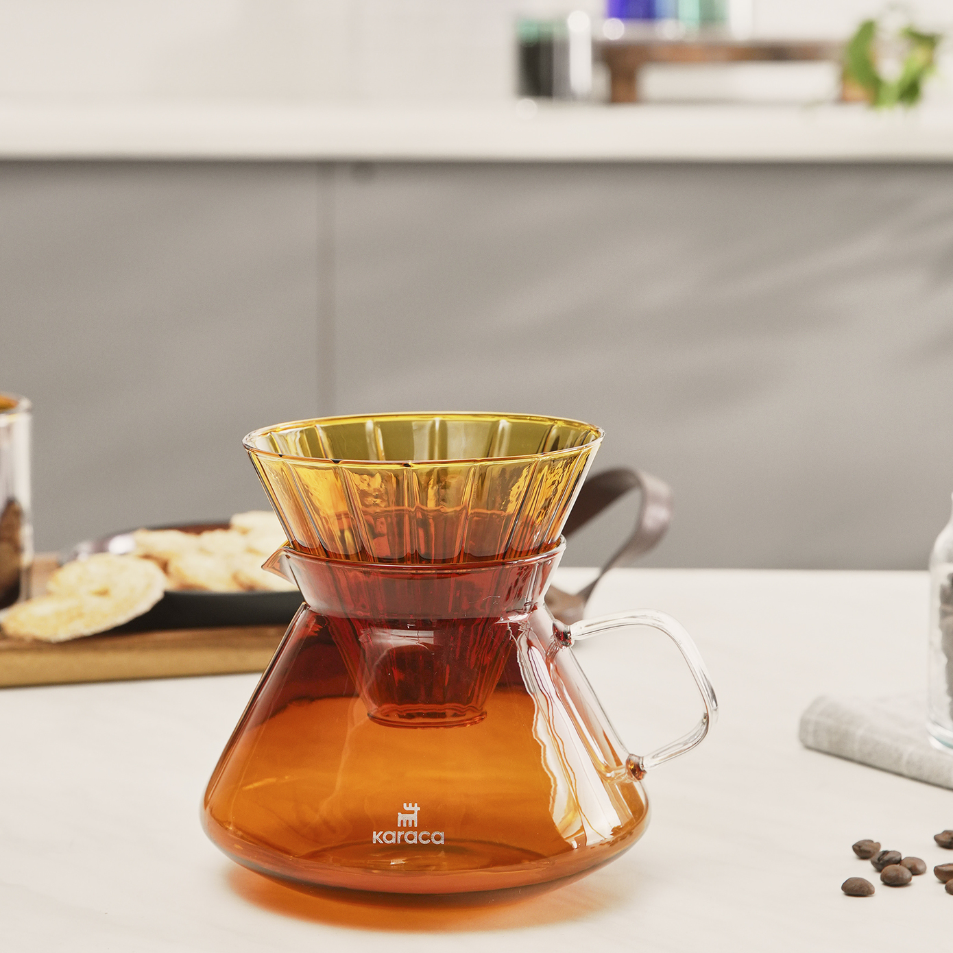 Karaca Winx Brewy Glass Pour Over Coffee Maker Set with Stand 