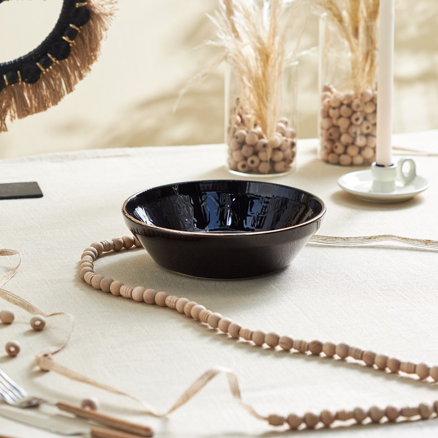 Karaca Calvin Ceramic Serving Bowl, 24cm, Black Multi KARACA UK