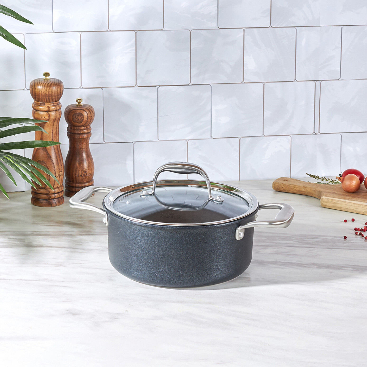 Karaca BioDiamond Pro Non-Stick Induction Stockpot with Lid, 20cm 