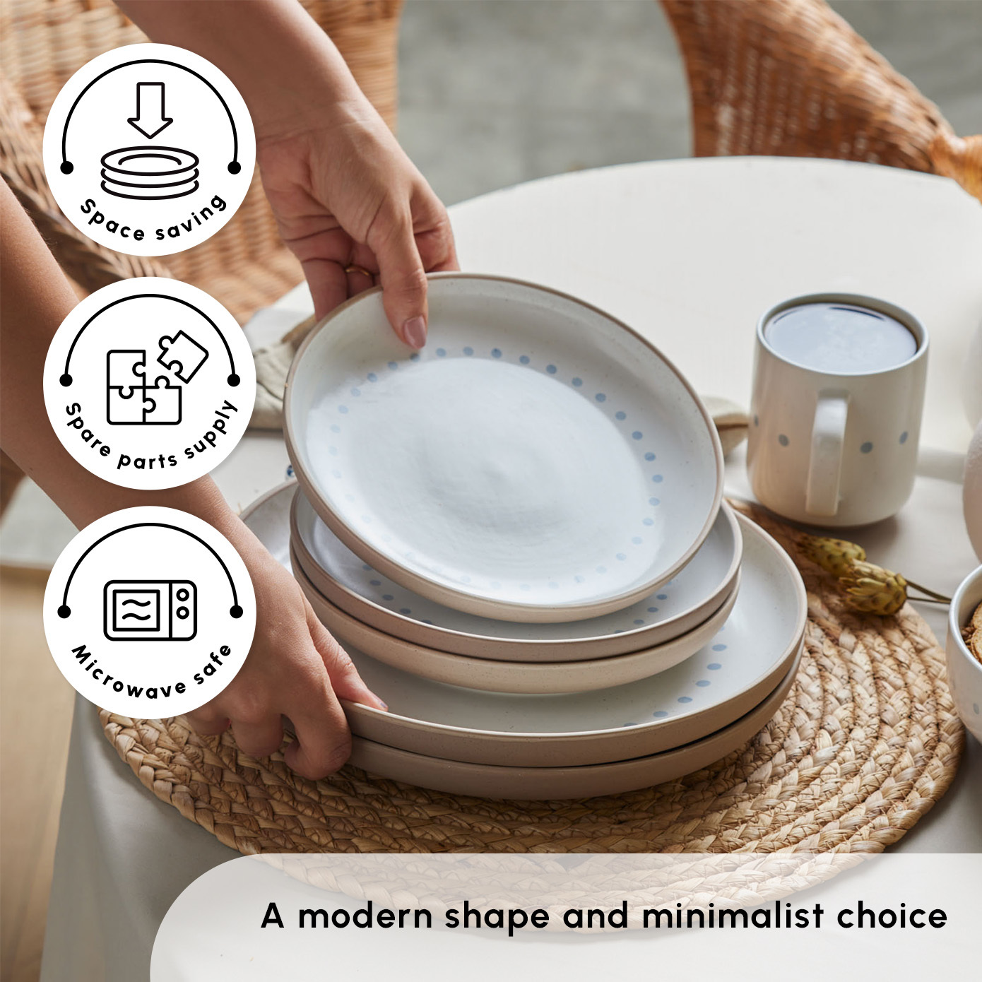 Karaca Haag 16-Piece Glaze Ceramic Dinner Set for 4 People, Multi 