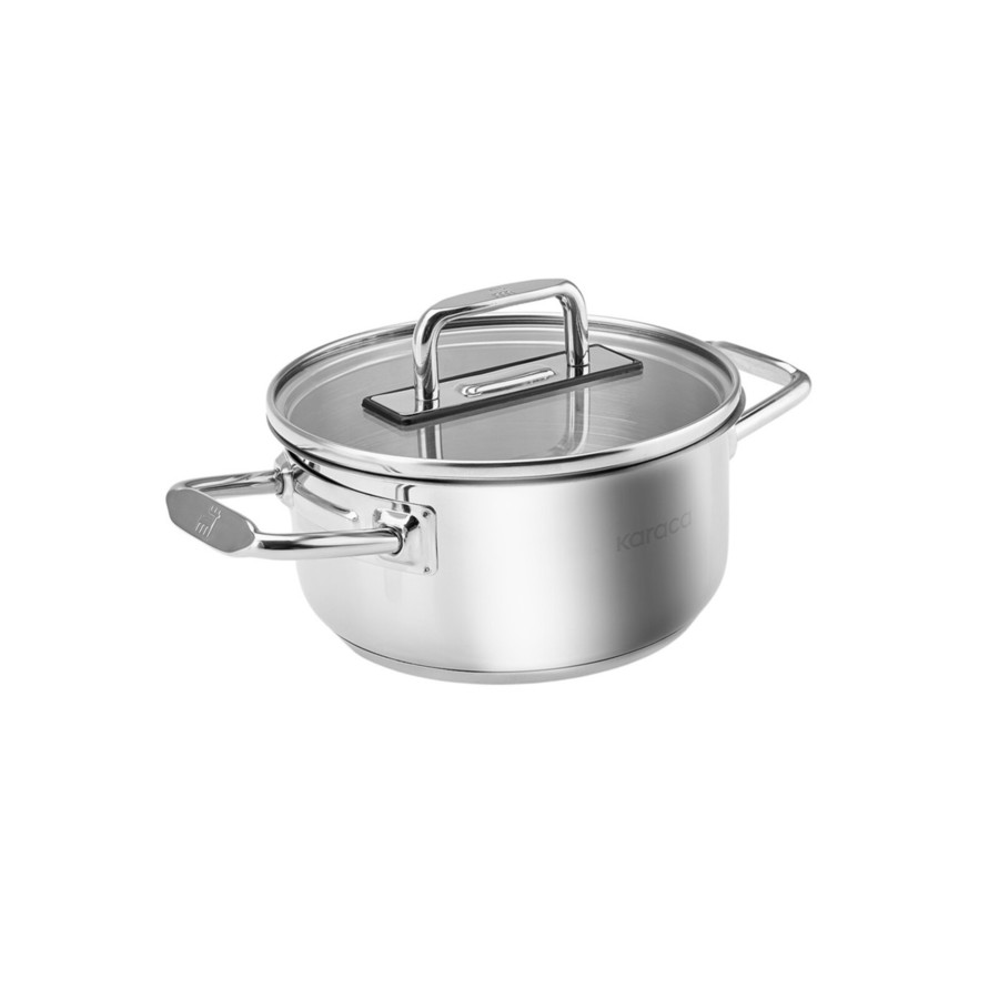 Karaca Grace Stainless Steel Induction Stockpot with Lid, 20cm 