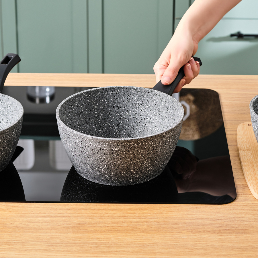 Karaca Gris Biogranite 3-Piece Induction Sauce Pan Set, Grey 