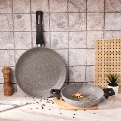 Karaca Wood Stone Biogranite Cookware Set, 9 Piece, Brown - KARACA UK