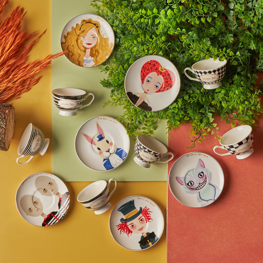 Karaca Alice 12 Piece Porcelain Espresso Turkish Coffee Cup Set for 6