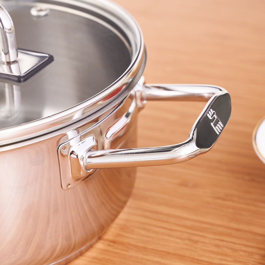 Karaca Grace Stainless Steel Induction Stockpot with Lid, 18cm 