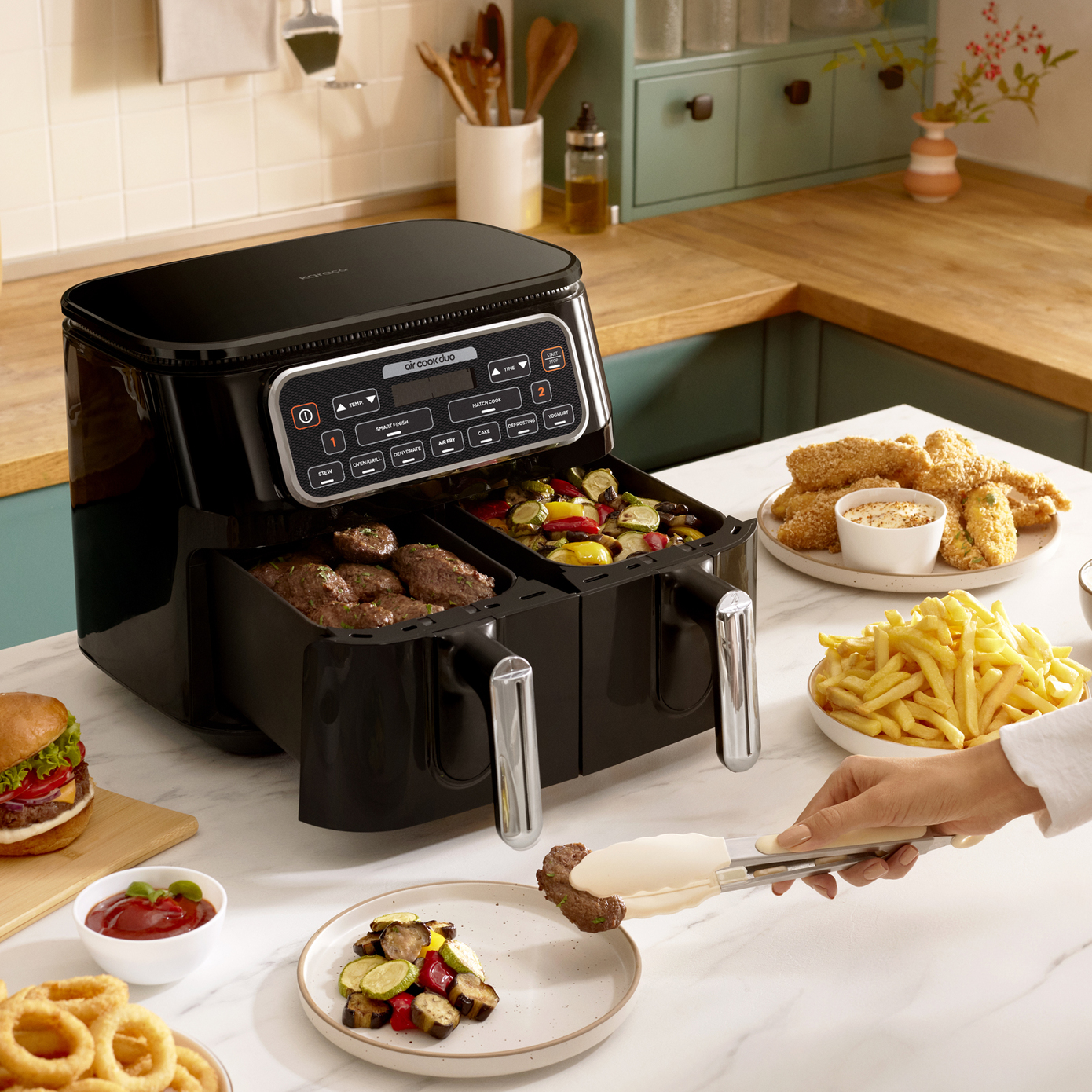 Karaca Air Cook Duo Hausmannskost XXXL 8 Liter Airfryer, Starlight 