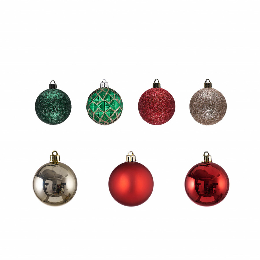 Karaca Home New Year Christmas Tree Bauble Set, 34 Piece, 6cm, Multi