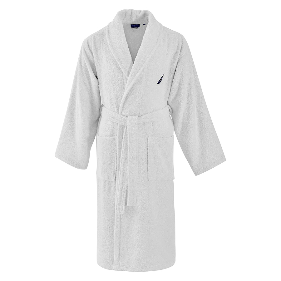 Nautica Crew 100% Turkish Cotton Bathrobe, Medium, White - KARACA UK