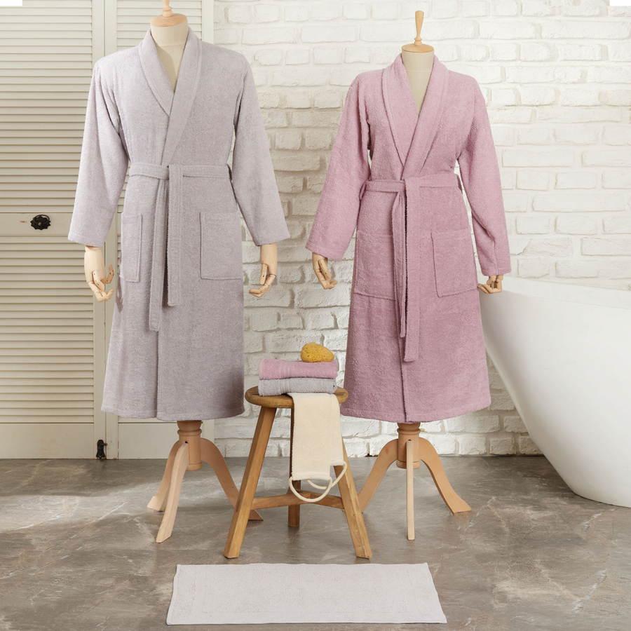Timeless Maren Bathrobe Set, 5 Piece, Lilac Grey KARACA UK