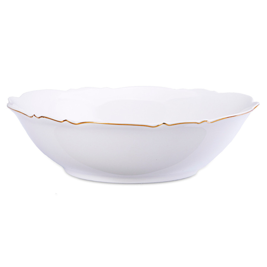 Karaca Romantic Porcelain Serving Bowl, 23cm, White Gold - KARACA UK