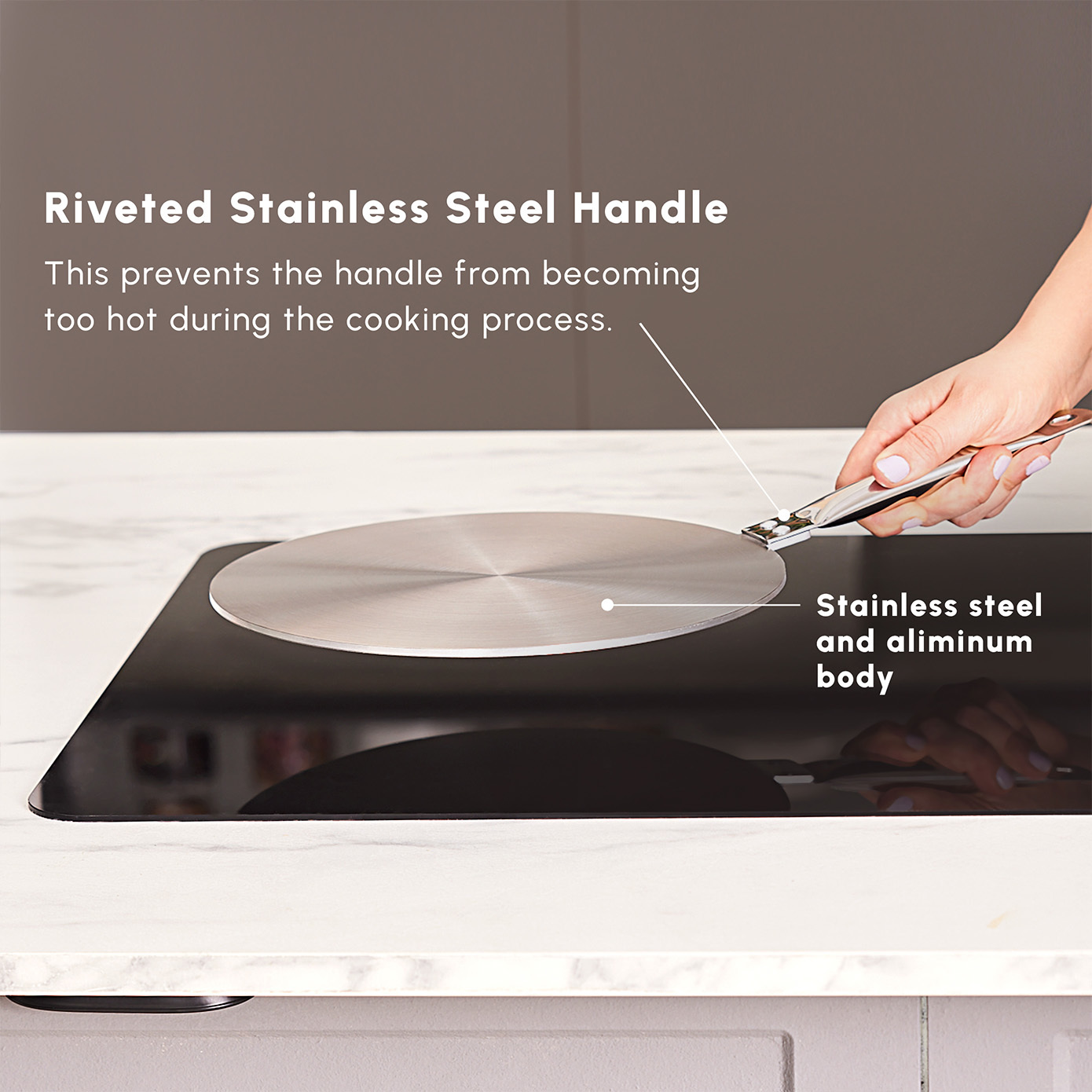 Karaca Stainless Steel Induction Hob Plate Adapter, 26cm, Grey  