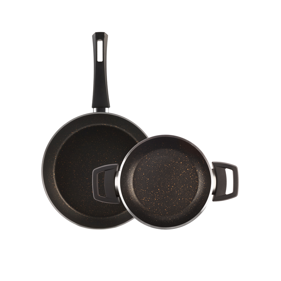 Karaca Biogranite Black Gold 2Piece Induction Pan Set, Black Gold