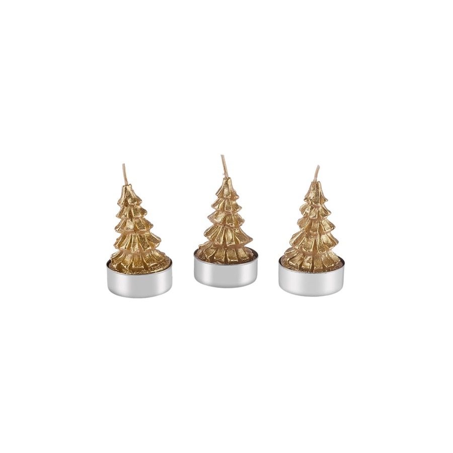 Karaca Weihnachten Gold Tannenbaum 3 3,8x3,8x7 Kerze, EUROPE cm Teilig - KARACA