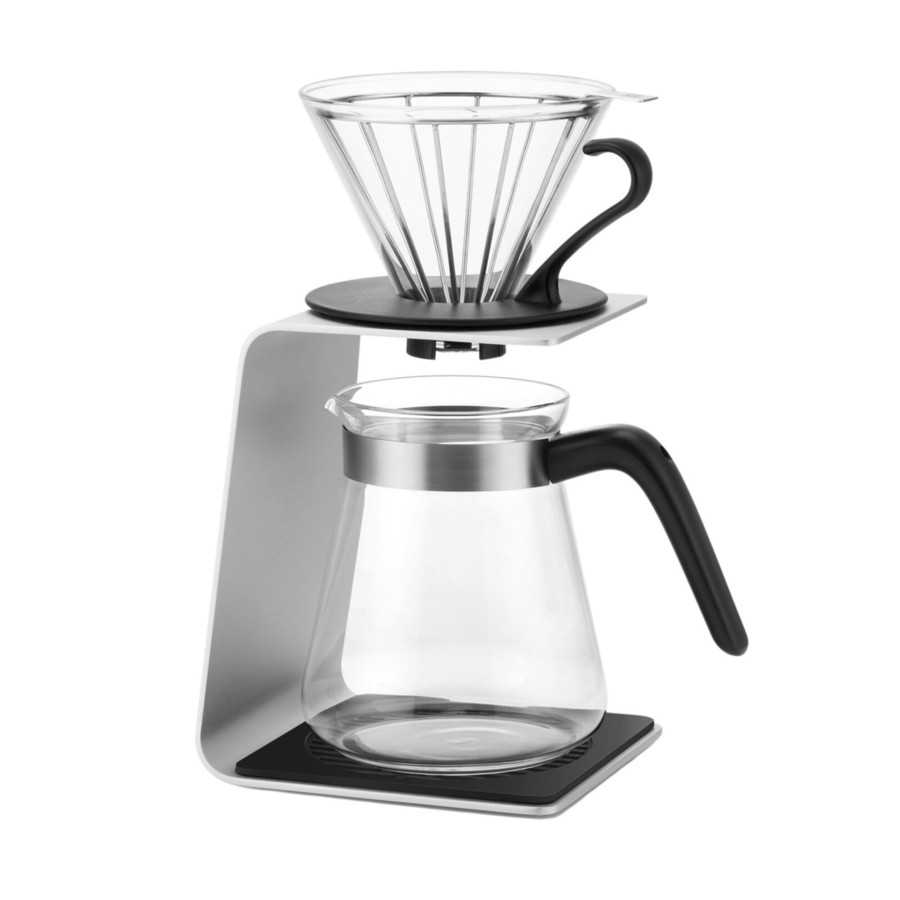 Karaca Brewy Glass Pour Over Coffee Maker Set with Stand, 600ml, Silver