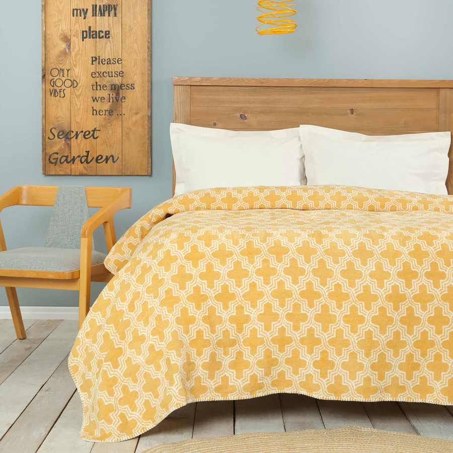 Karaca Home Benita Mustard Double Cotton Blanket KARACA EUROPE