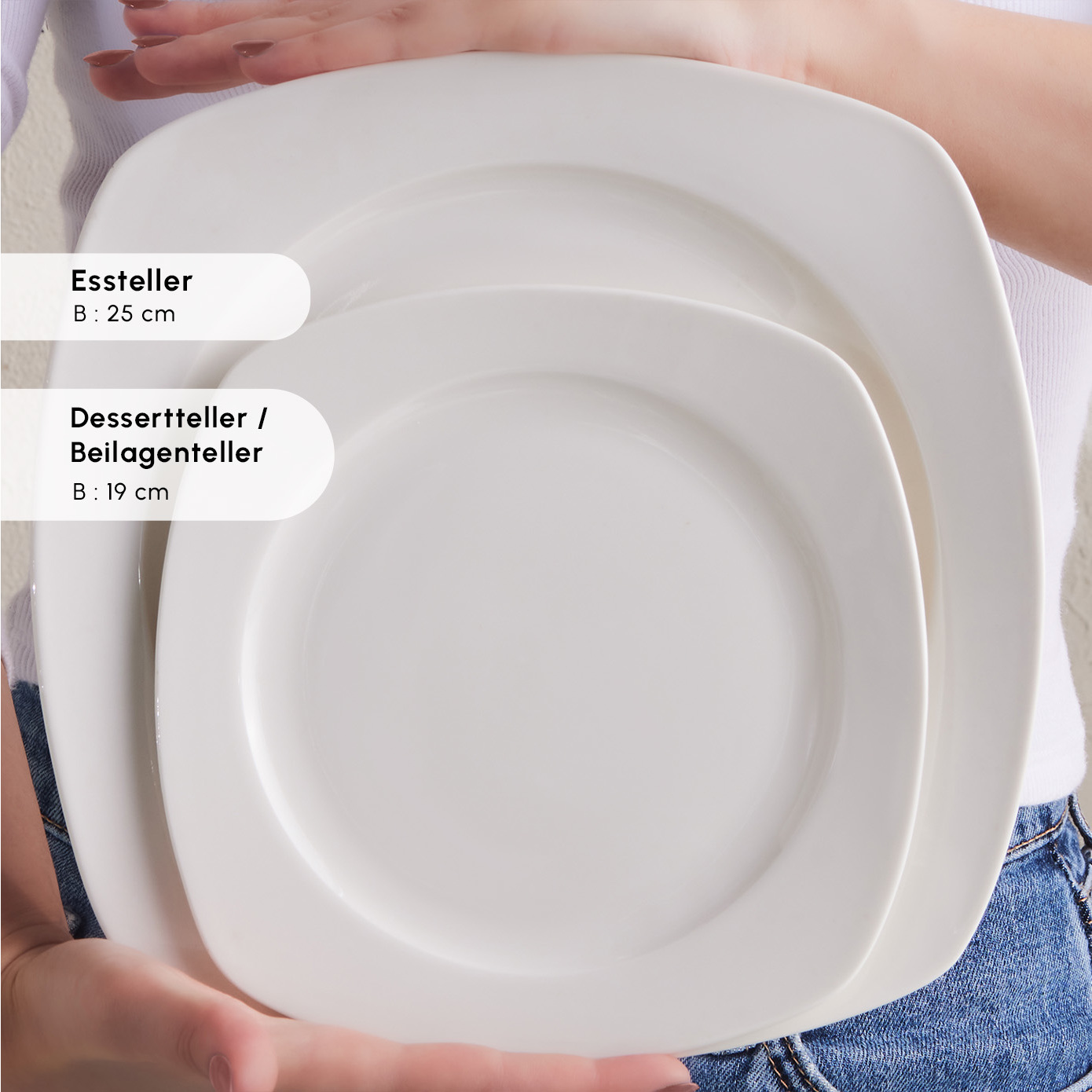 Karaca Timeless White Square Geschirr-Set für 12 Personen, 84 