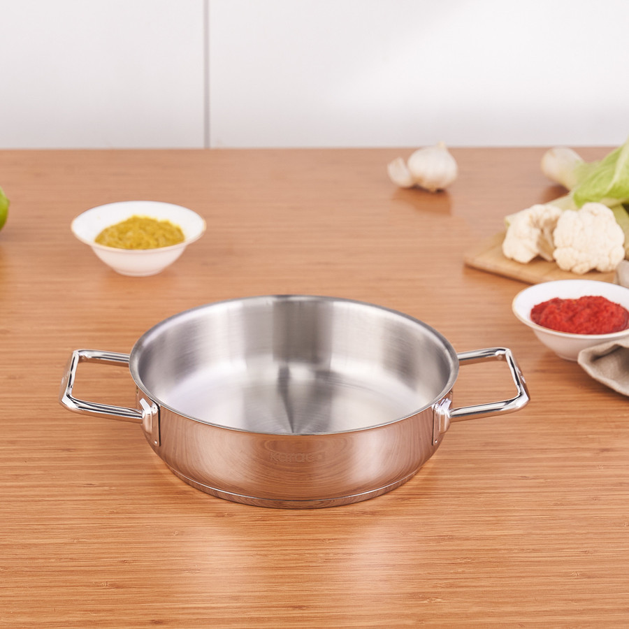 Karaca Grace Stainless Steel Induction Shallow Stock Pot, 20cm 