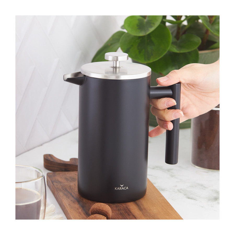 Karaca Double Wall French Press, 1000ml, Matte Black Silver KARACA