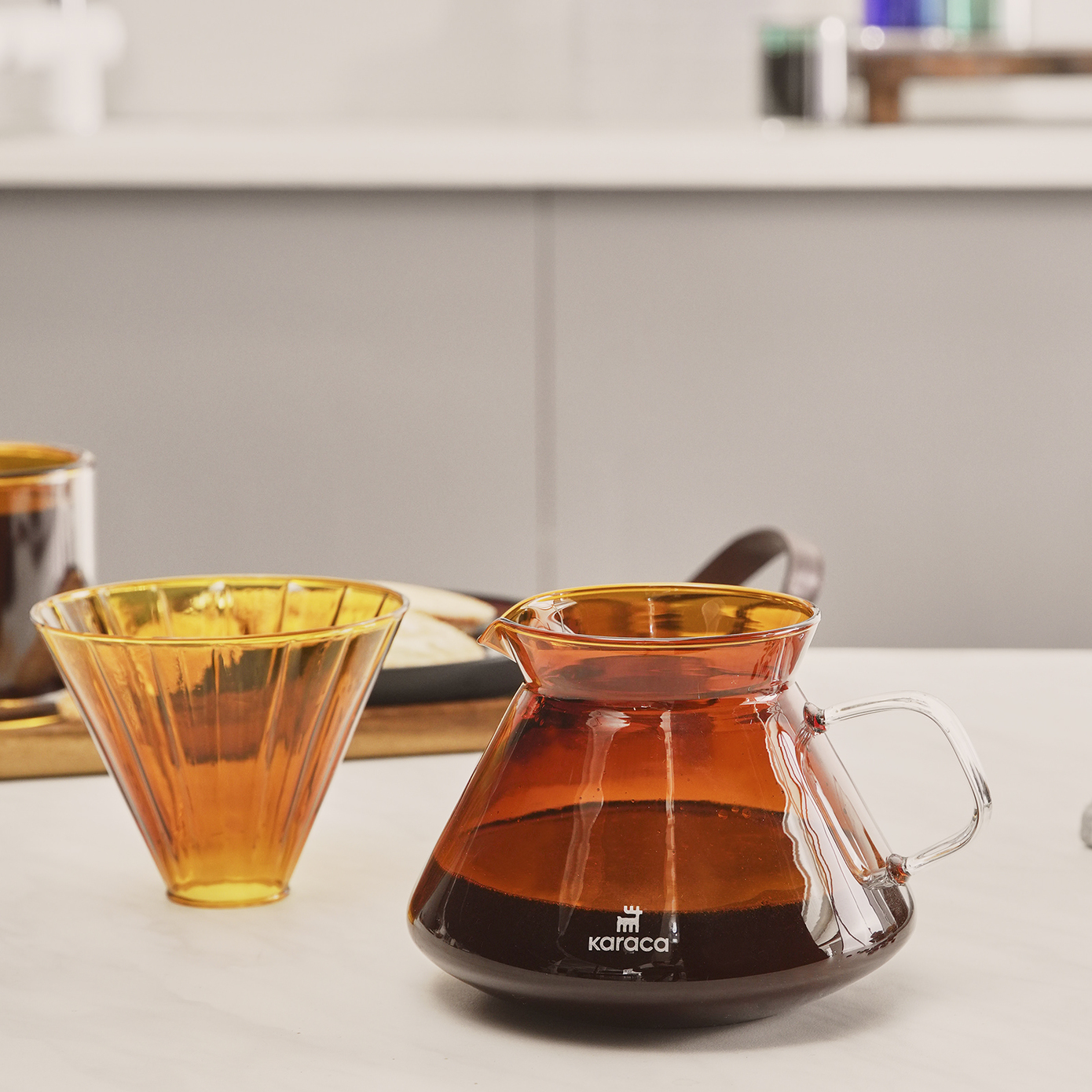 Karaca Winx Brewy Glass Pour Over Coffee Maker Set with Stand 