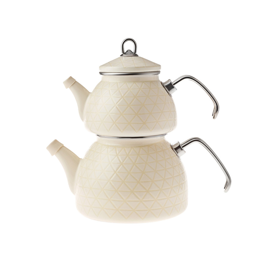 Karaca Kristal Enamel Induction Teapot Set, Green Silver - KARACA UK