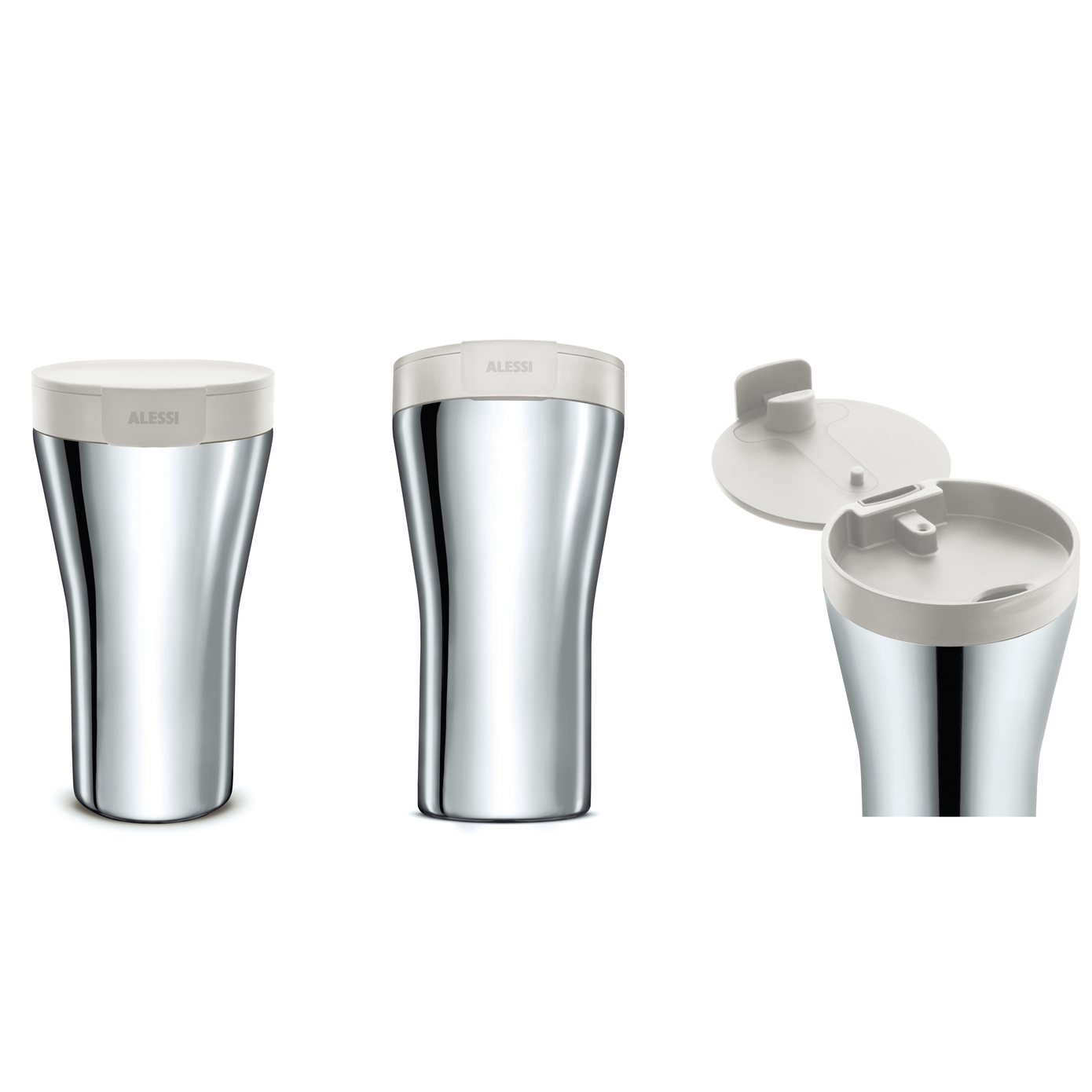 Alessi Caffa Stainless Steel Doublewall Travel Mug, 9.5cmx9cm17cm 