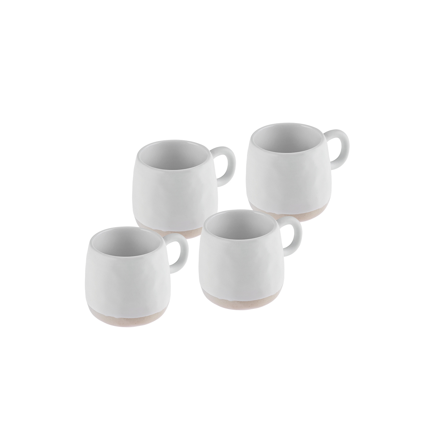 Karaca Fika 4 Piece Stoneware Espresso Turkish Coffee Cup Set for 4 People,  120ml, White Multi