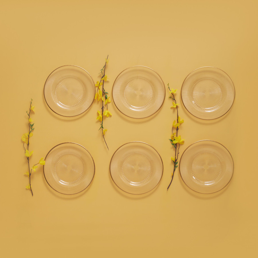 Karaca Glass Serveware Set, 6 Piece, Transparent Gold KARACA UK