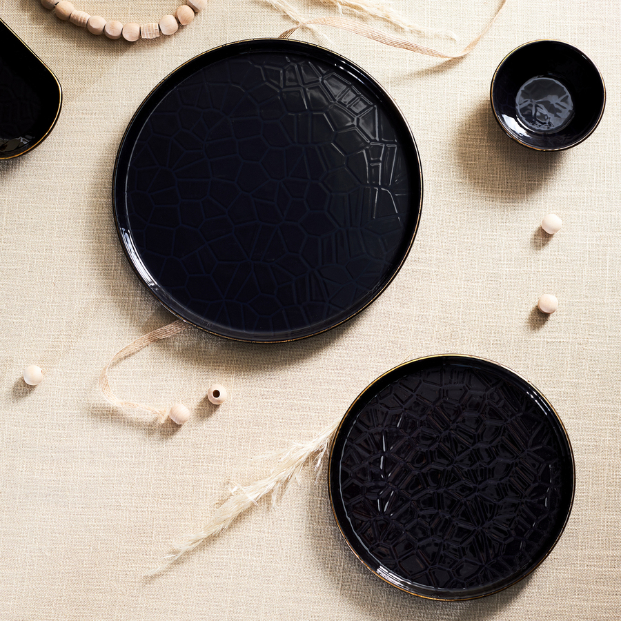 Karaca Calvin Ceramic Dinner Plate, 26cm, Black Multi KARACA UK