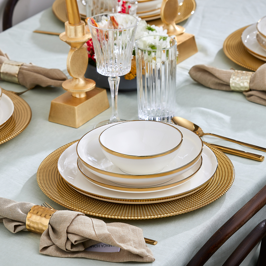 Dinner set shop white and gold