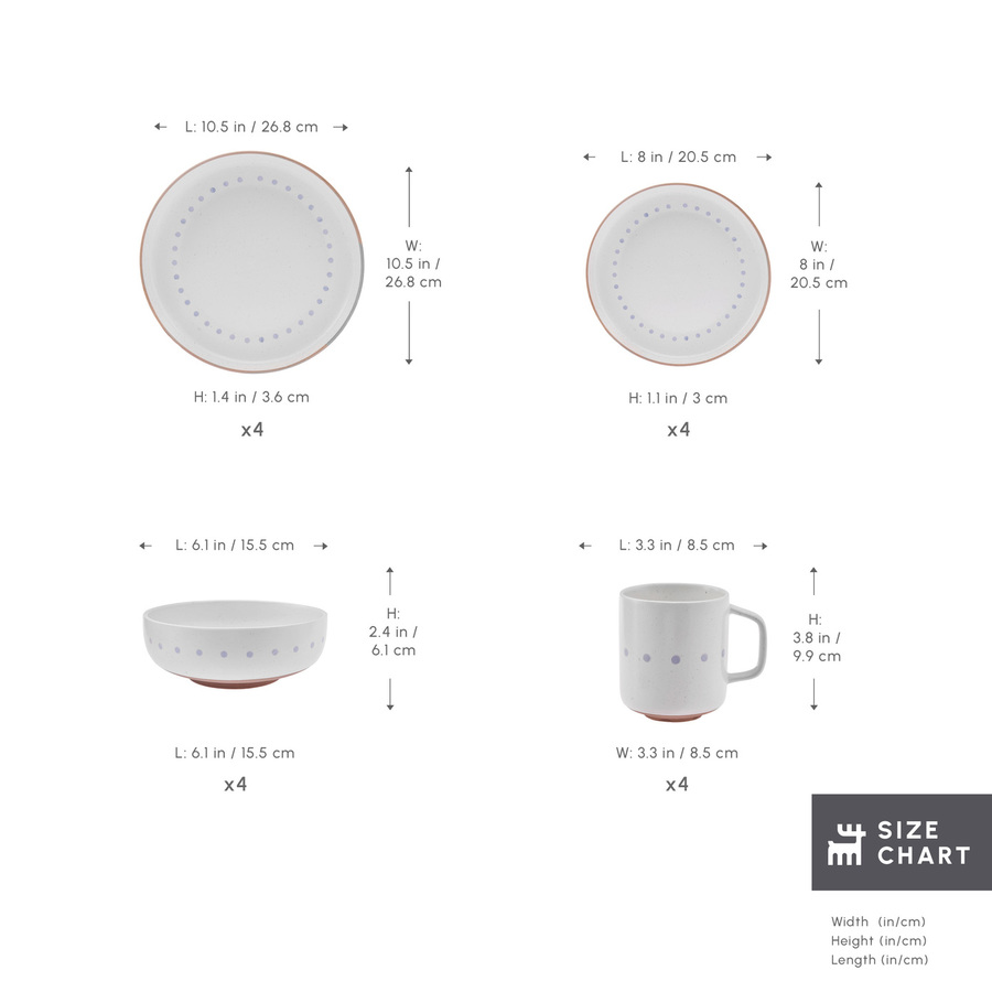 Karaca Haag 16-Piece Glaze Ceramic Dinner Set for 4 People, Multi 