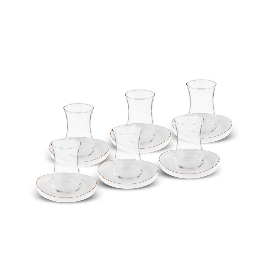 Karaca Streamline Hole 12 Piece 6 Person Glass Tea Set 165 ml 