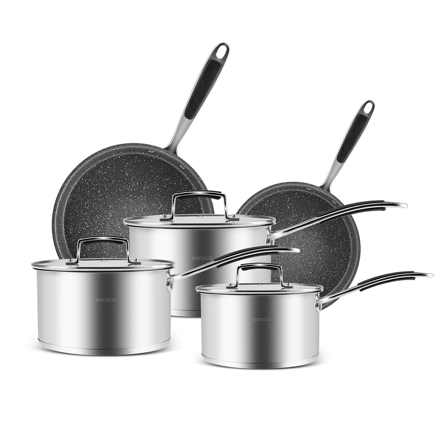 Karaca Pekka 8Piece Stainless Steel Induction Cookware Set, Anthracite