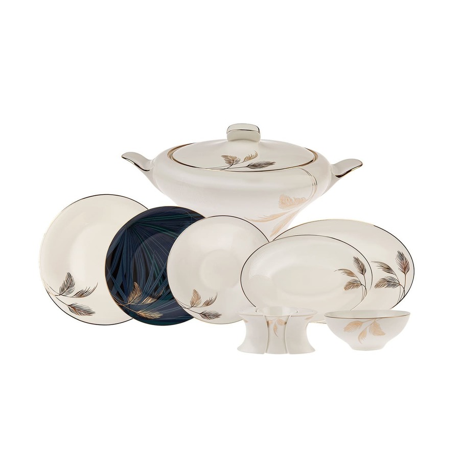 Karaca Fine Pearl Extra Selva 62 Piece Dinnerware Set for 12 Person