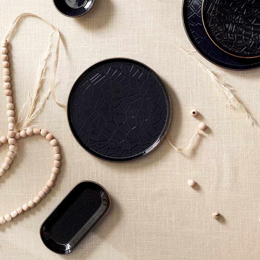 Karaca Calvin Ceramic Appetizer Plate, 23cm, Black Multi KARACA UK